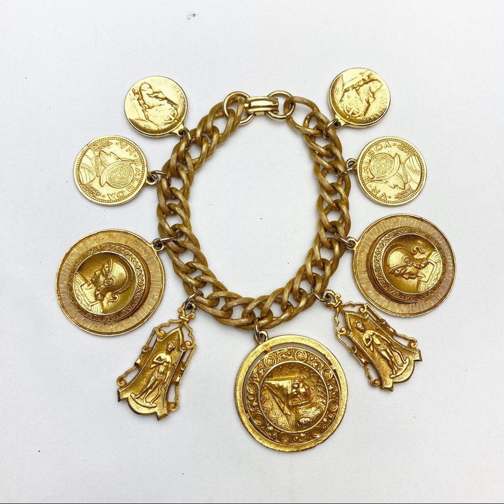 Vintage Bracelet Gold Costume Roman Design
